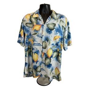 Nautica 100% Rayon Men’s Hawaiian Button Down Shirt, L